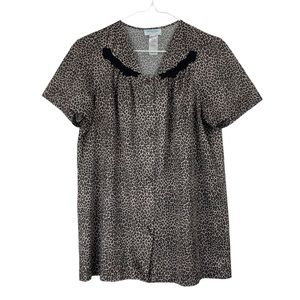 VINTAGE Vanity Fair Leopard Print Nightie Top or Mini Dress Size Small